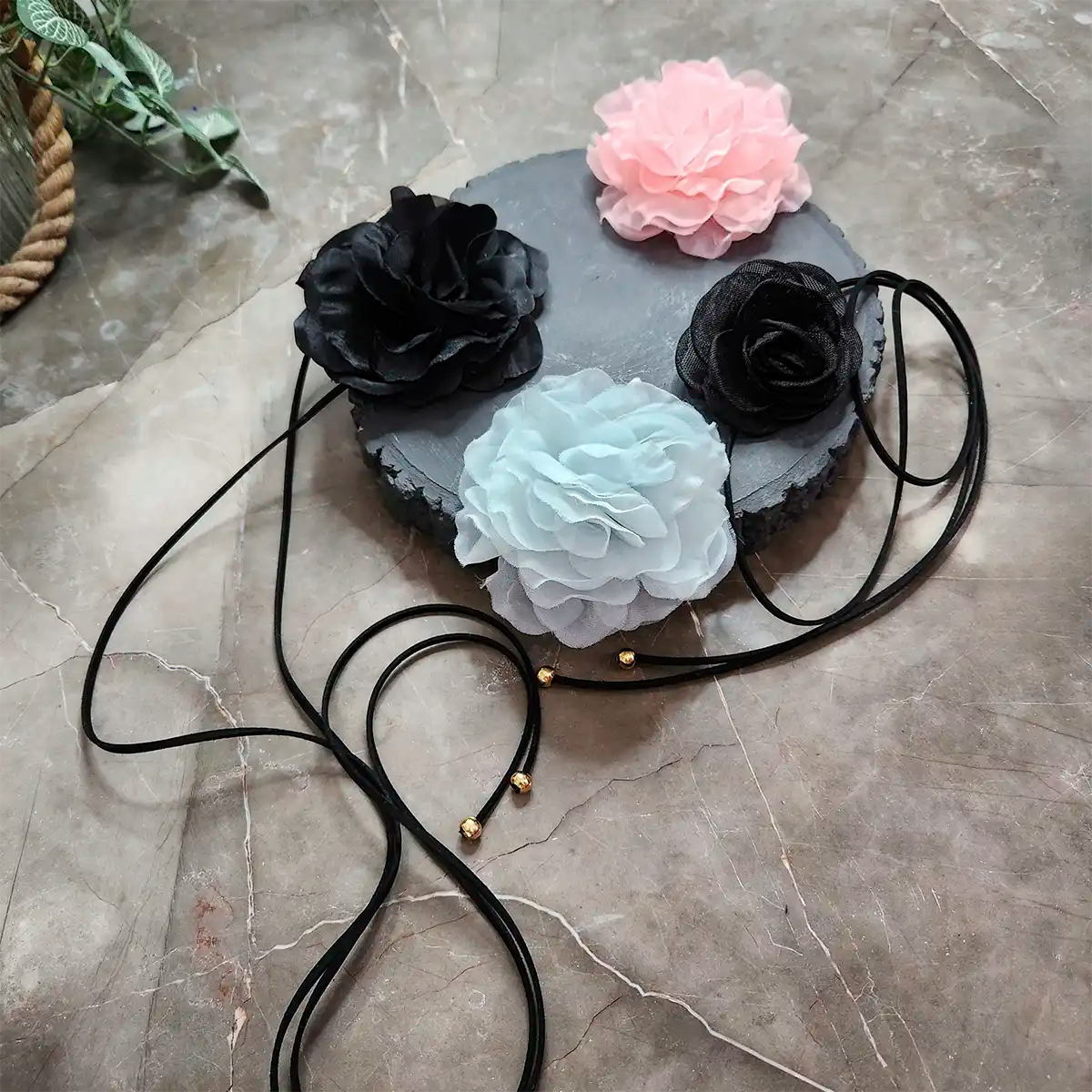 Helena Flower Cord Choker