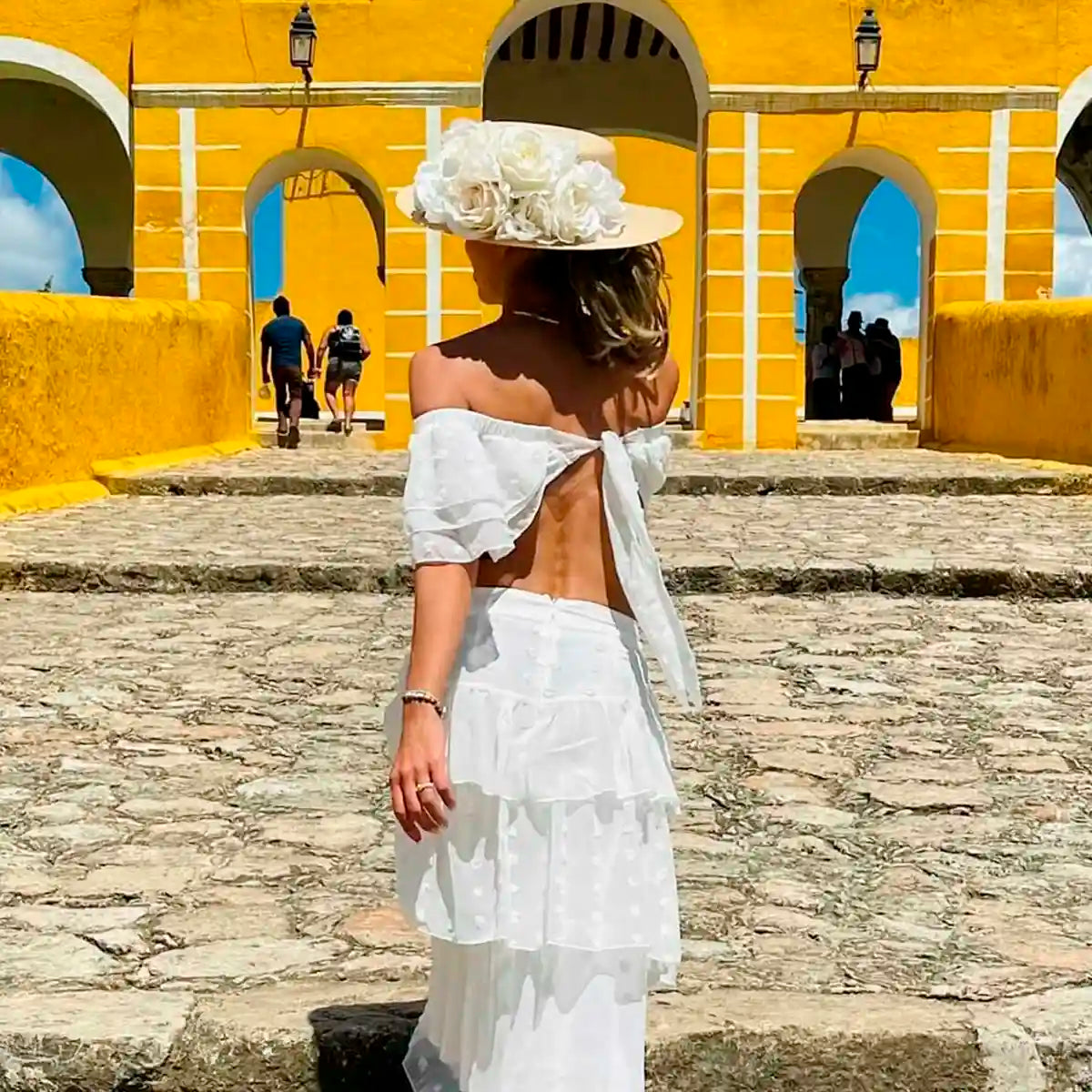 Sombrero Gallero Scarlett palma fina flores