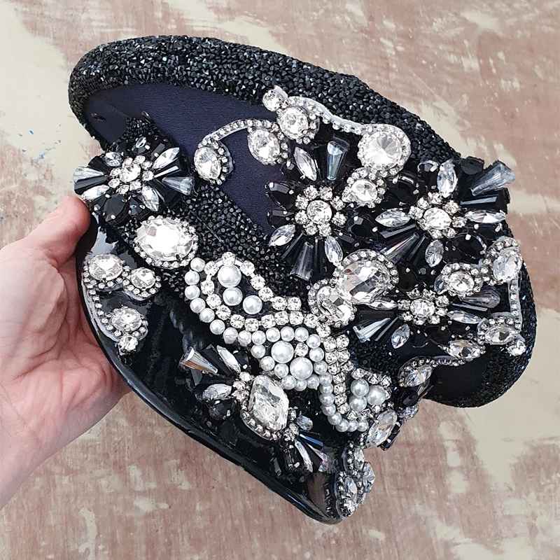 Black Lux Pearl Kepi Hat