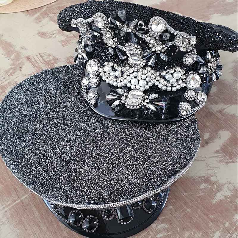 Black Lux Pearl Kepi Hat