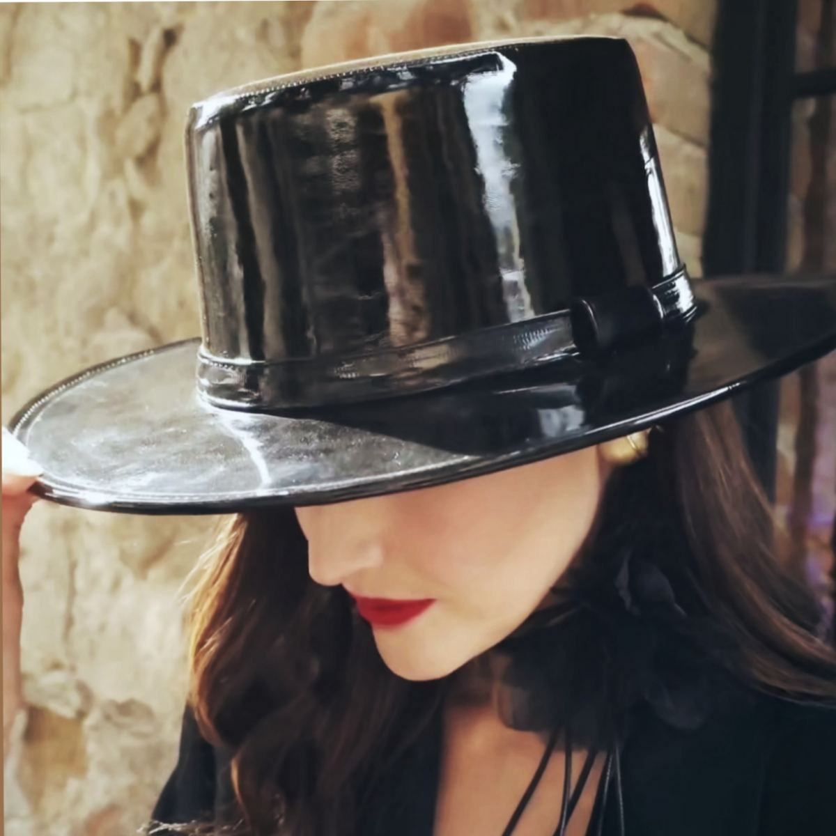 Black Patent Leather Cordoba Hat