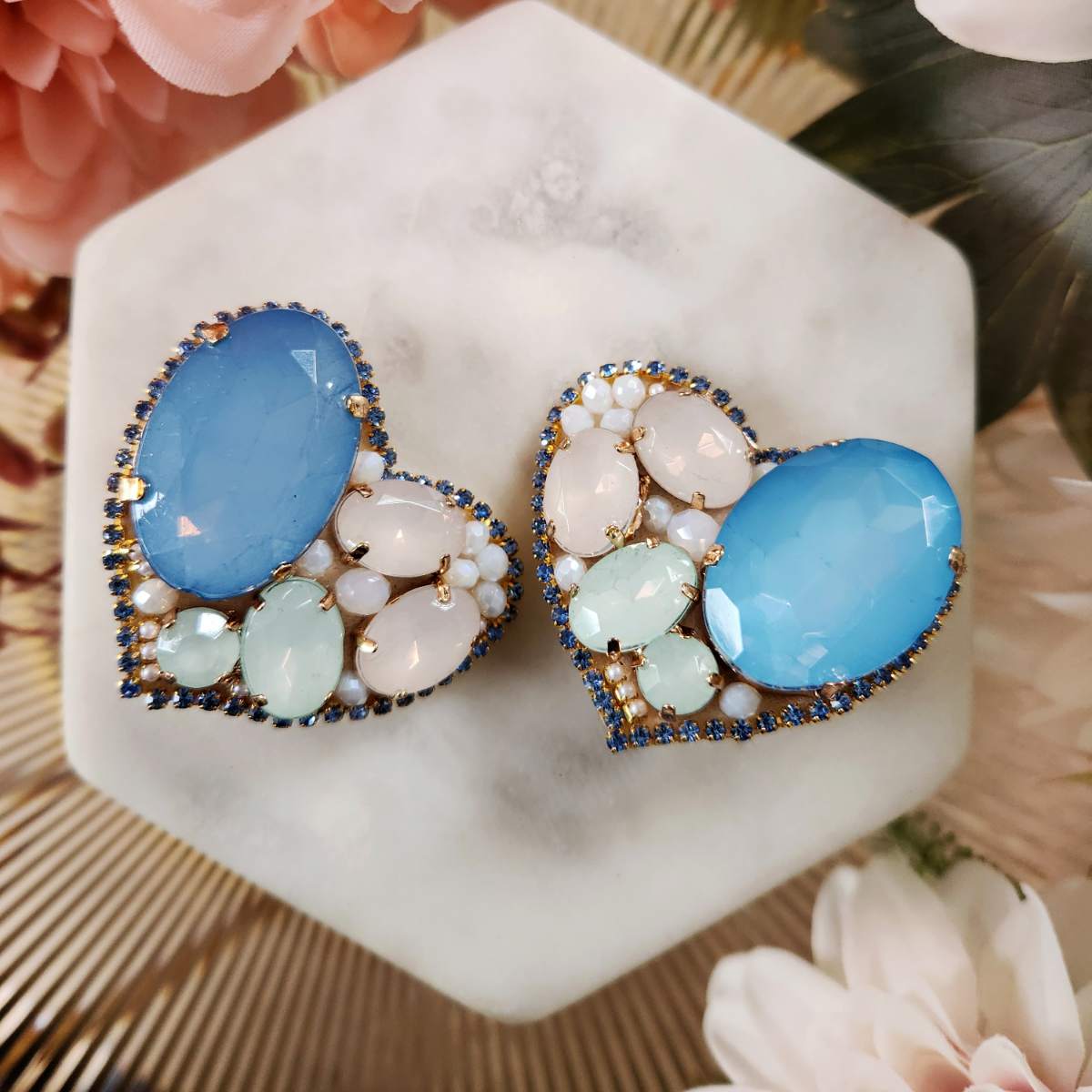 LOVE heart earrings with crystals