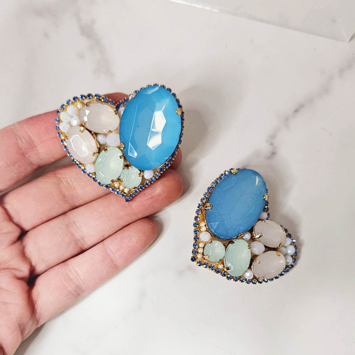 LOVE heart earrings with crystals