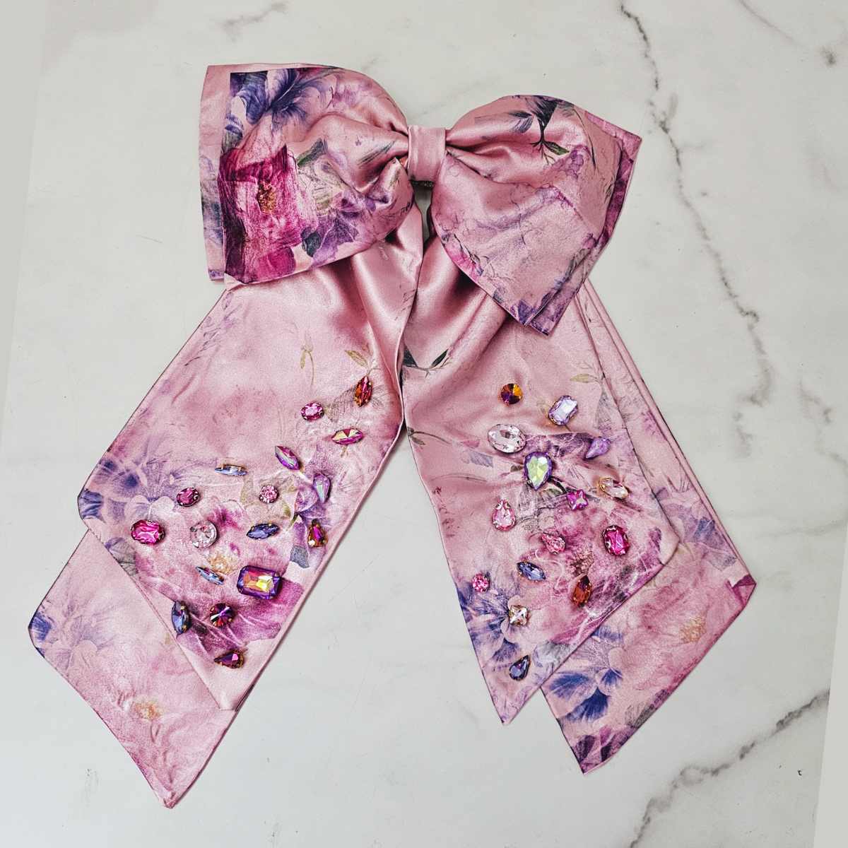 Romance Printed Bow with Crystals