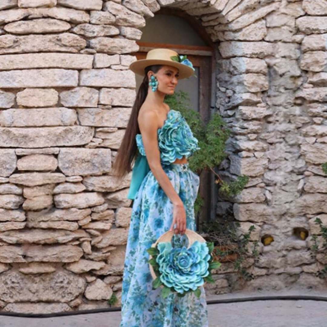 Sombrero Gallero Scarlett palma fina flores