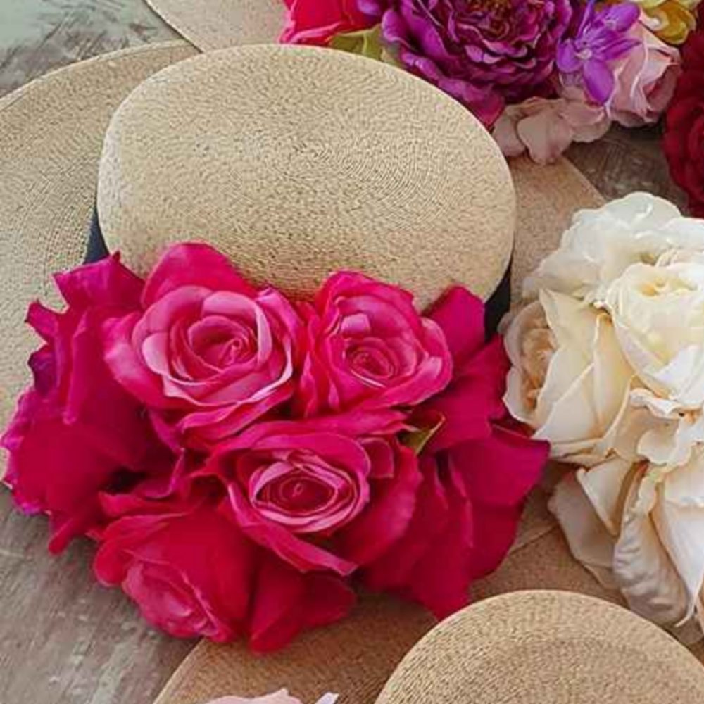 Sombrero Paris palma flores Scarlett