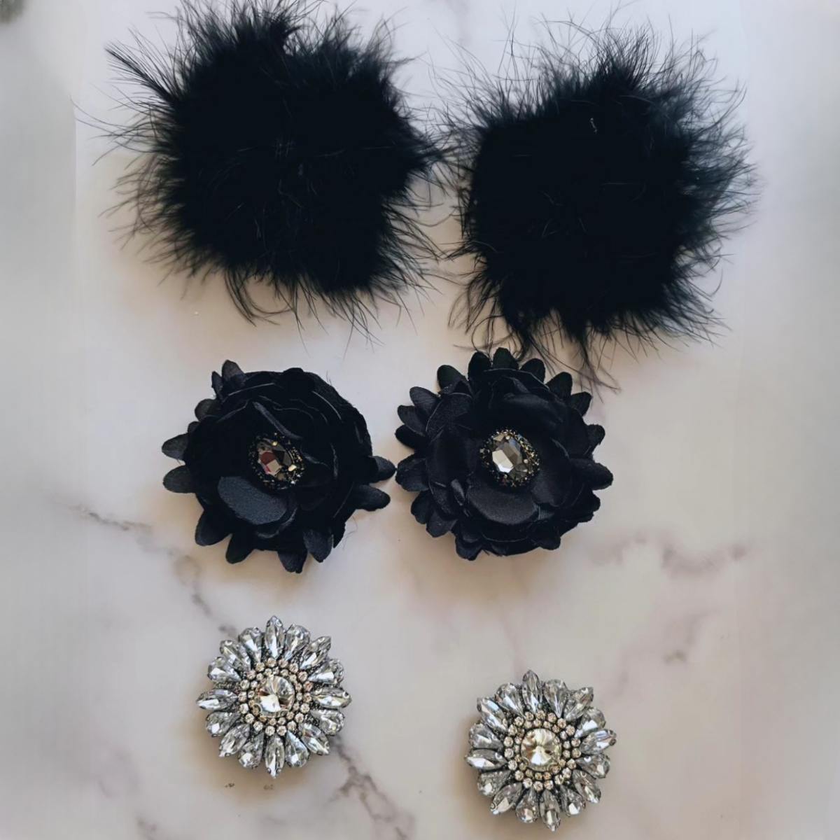 Add-Ons clips for Shoes Medallion Crystals silver