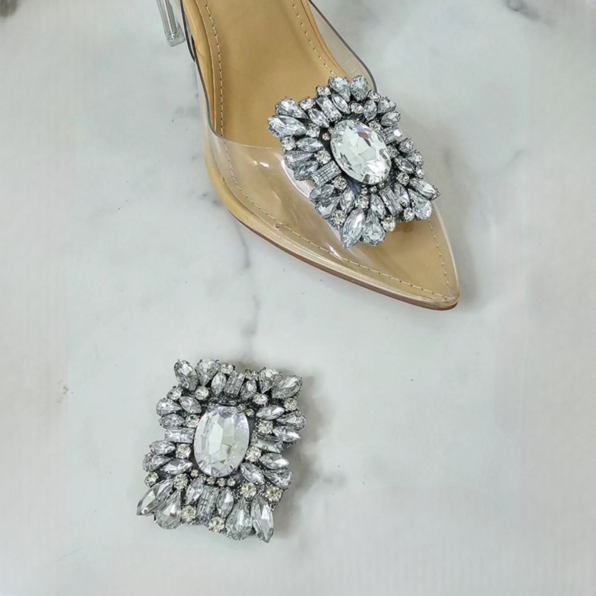Add-Ons clips for Shoes Medallion Crystals silver