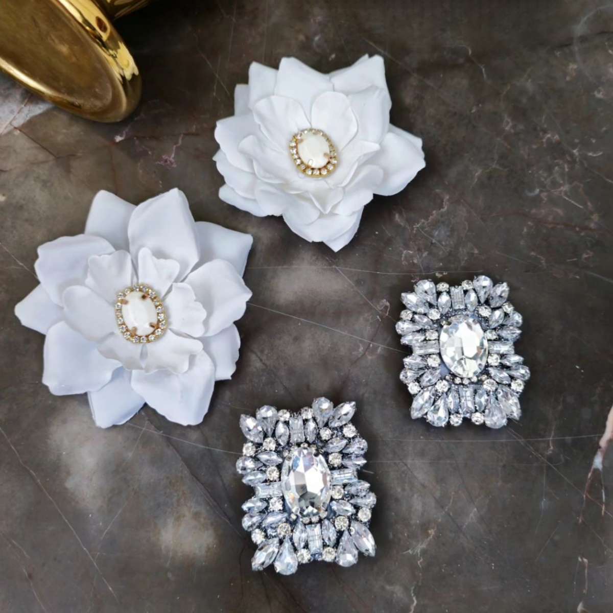 Add-Ons clips for Shoes Medallion Crystals silver