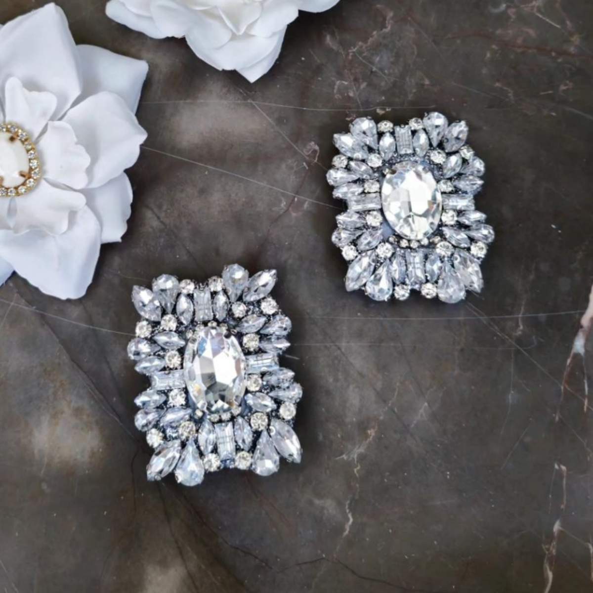 Add-Ons clips for Shoes Medallion Crystals silver