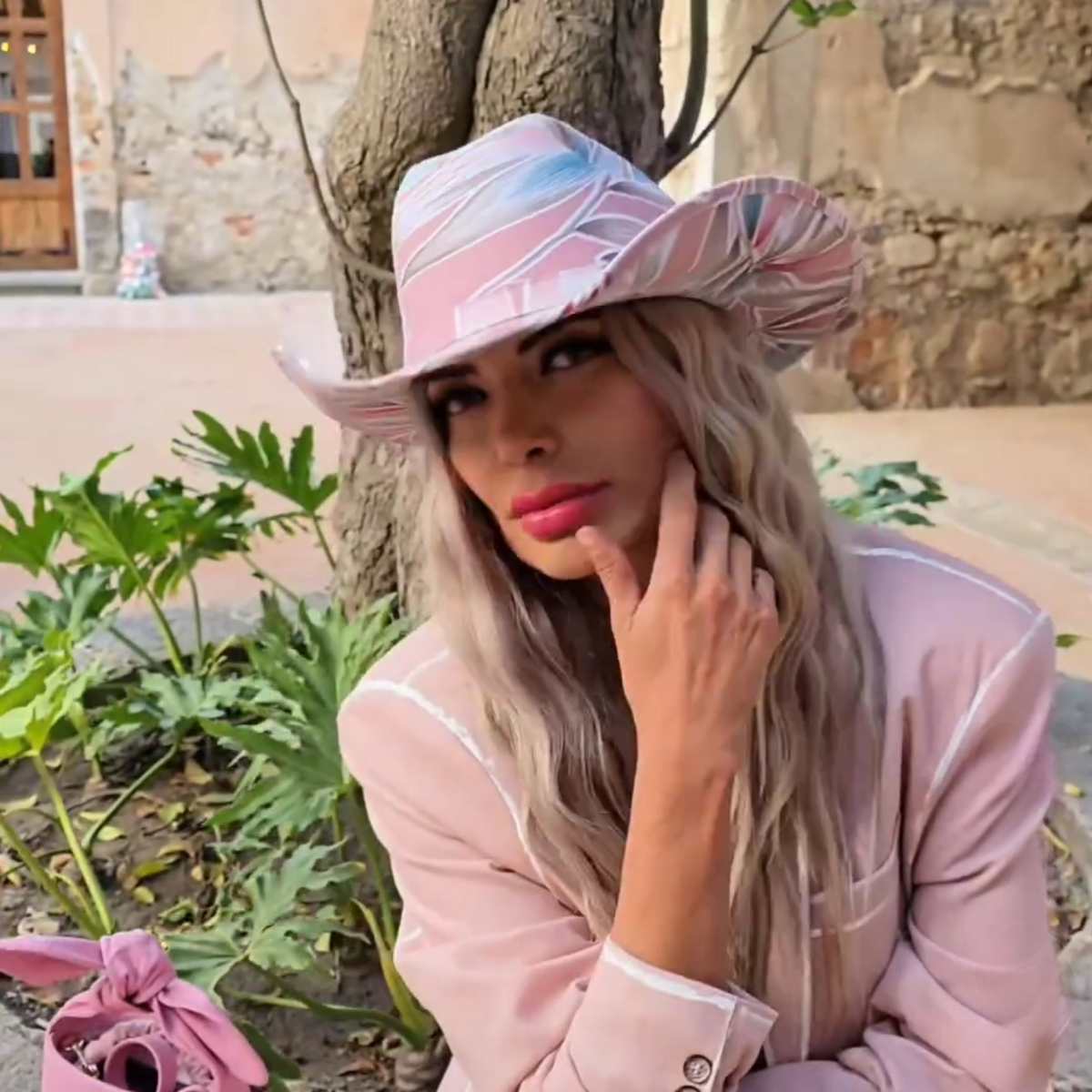 Peach Printed Texan Hat