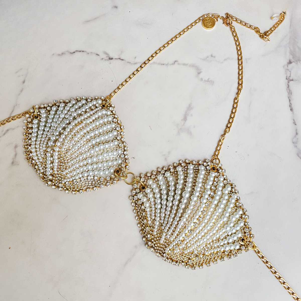 Ibiza Top Shell Bralette with Pearls