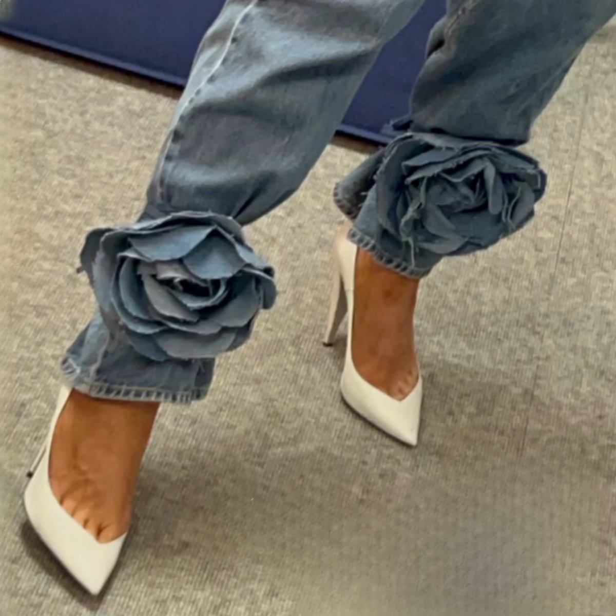 Par de Flores Luisa con correa Denim Flor Mezclilla