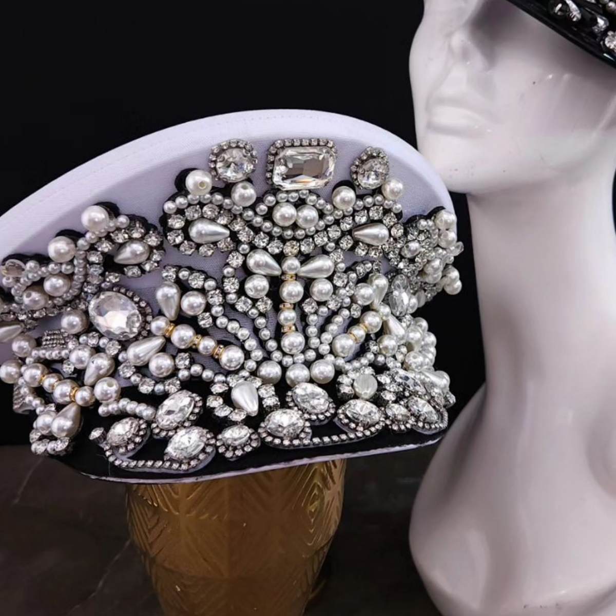 White Lux Pearl Kepi Hat