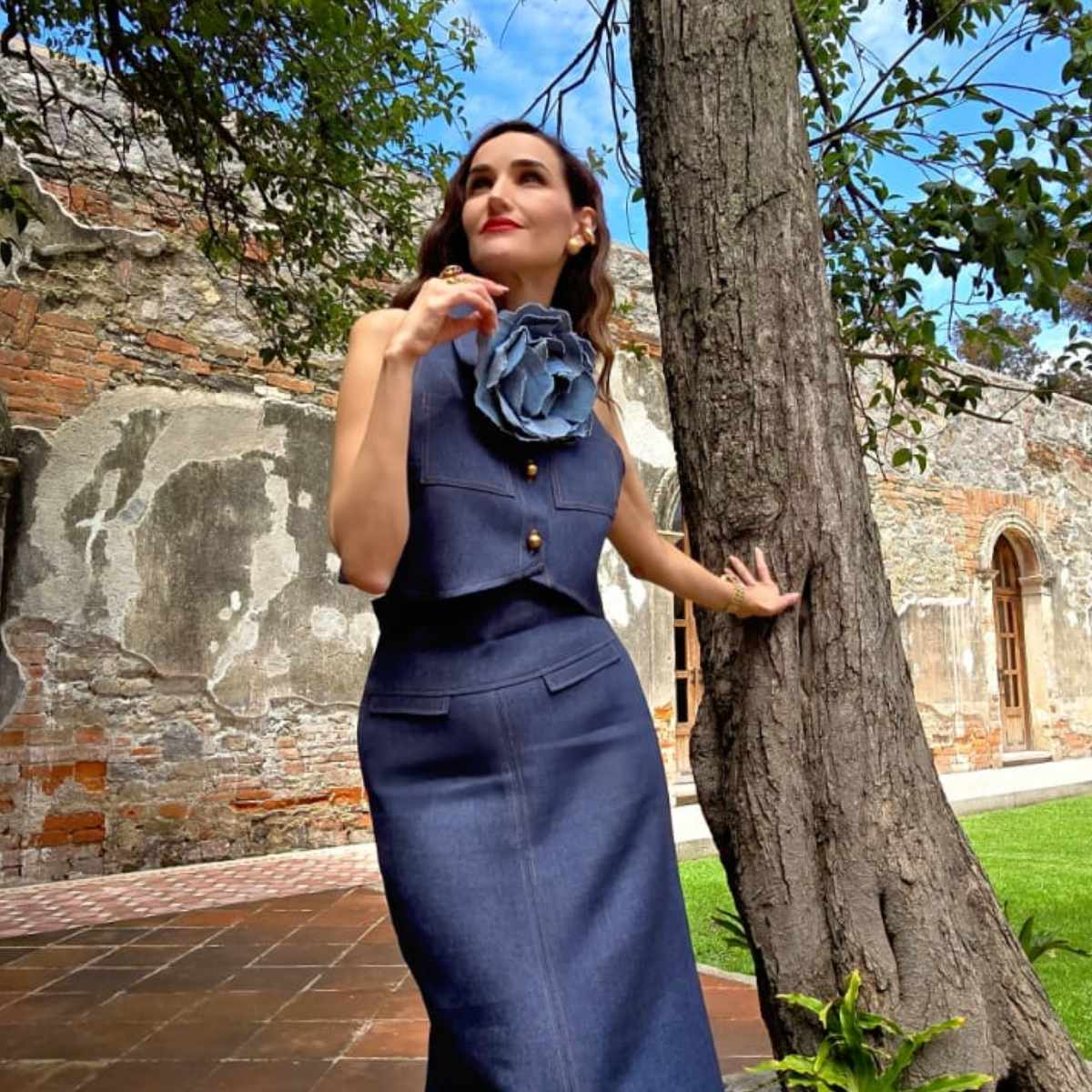 Par de Flores Luisa con correa Denim Flor Mezclilla