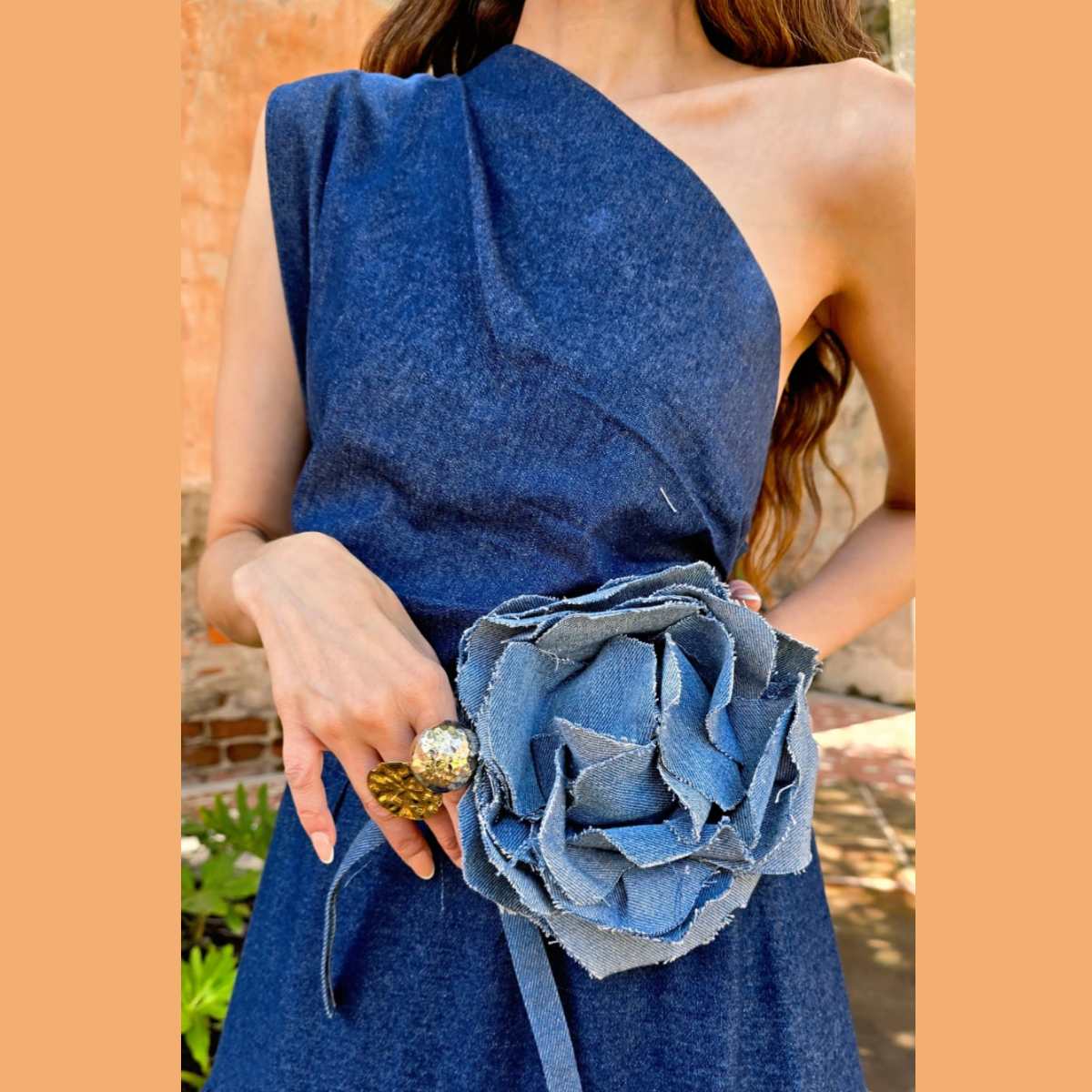 Par de Flores Luisa con correa Denim Flor Mezclilla