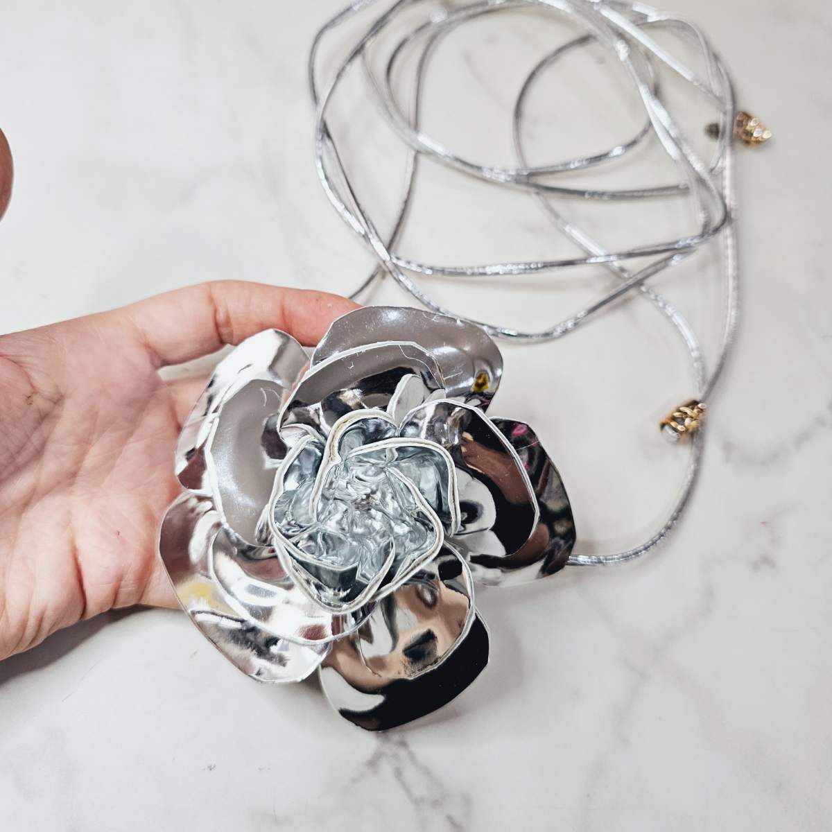 Metallic Helena Flower Belt
