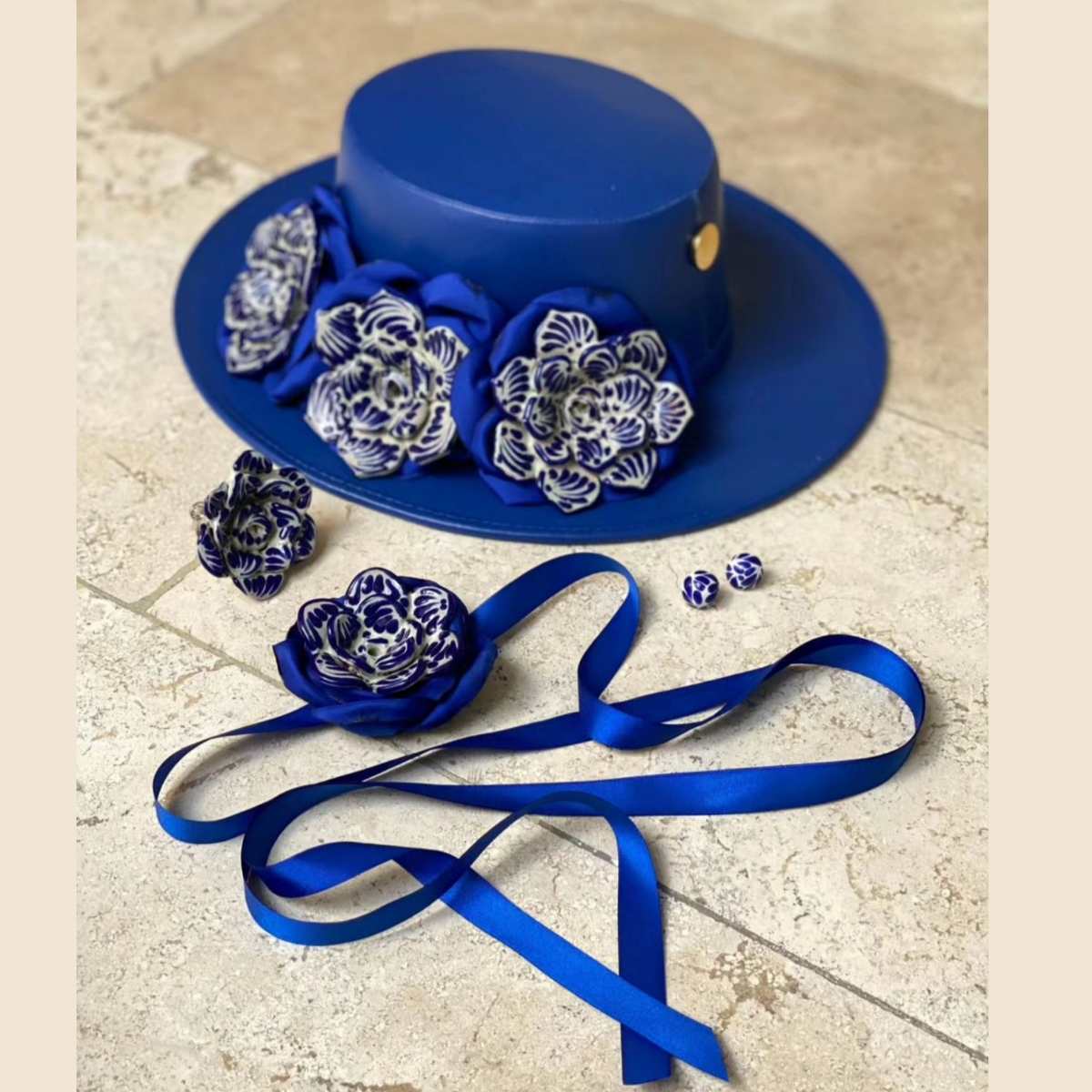 Sombrero Talavera Azul Gamuza