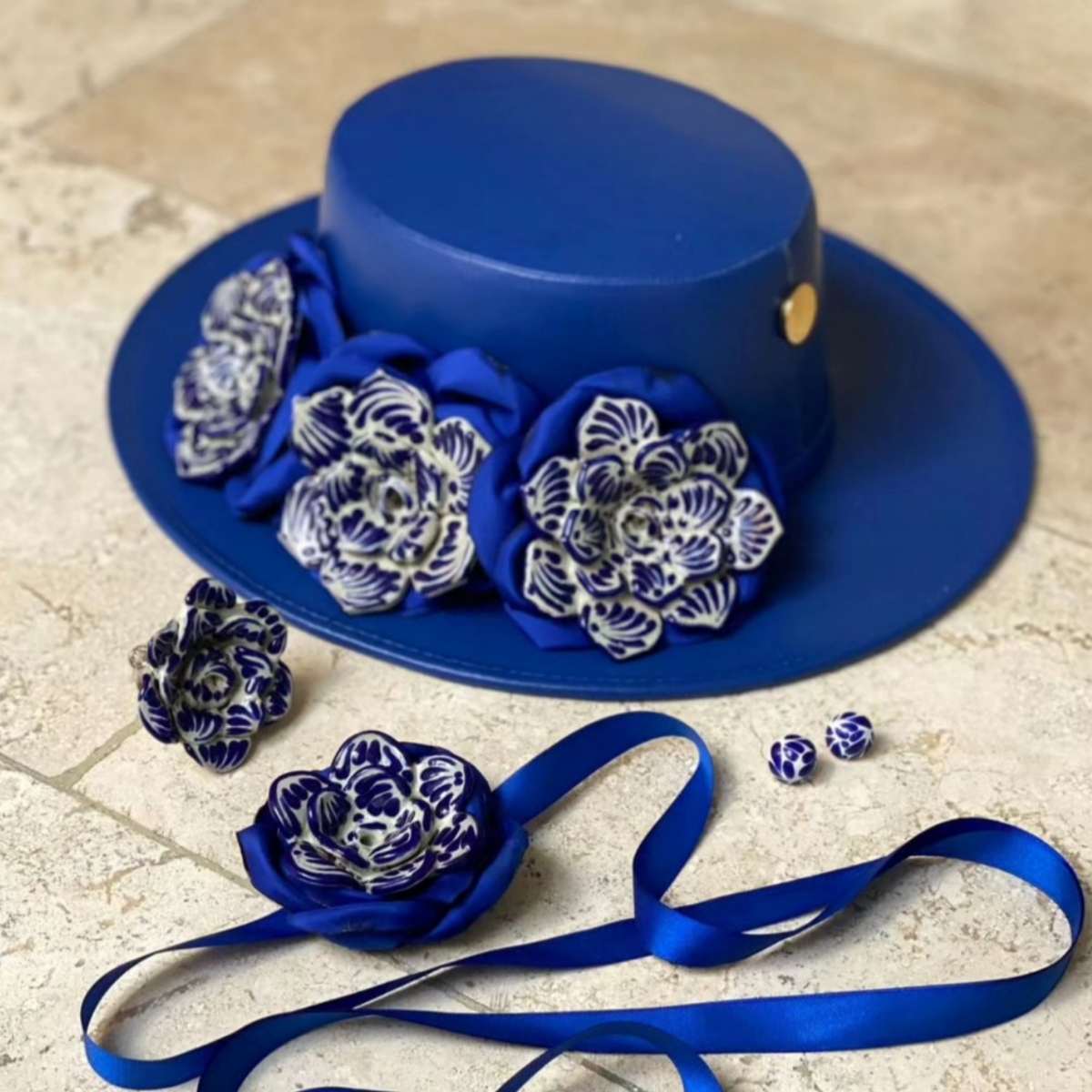 Sombrero Talavera Azul Gamuza