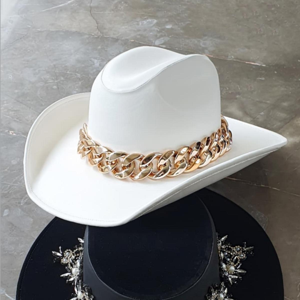 White Chain Texan Hat