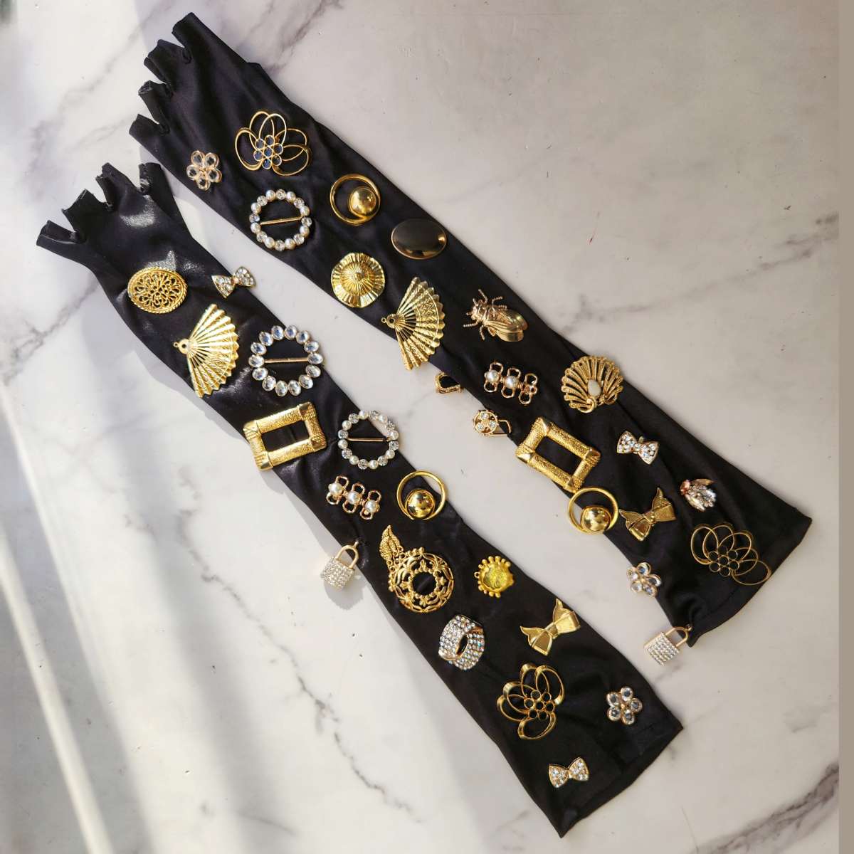 Satin Medallion Gloves