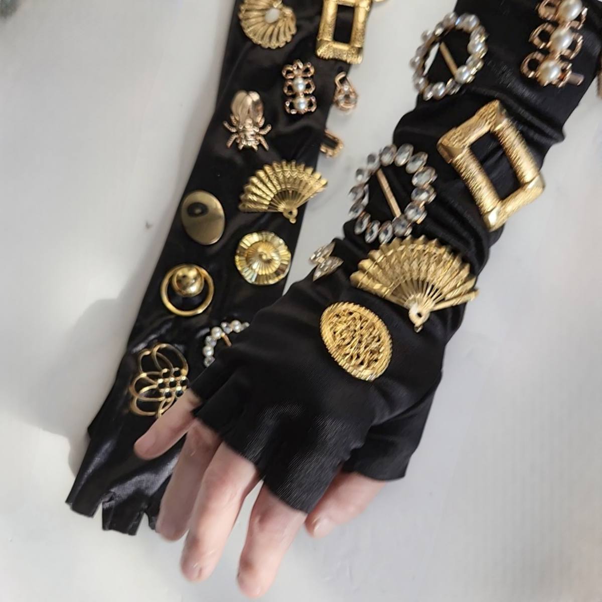 Satin Medallion Gloves