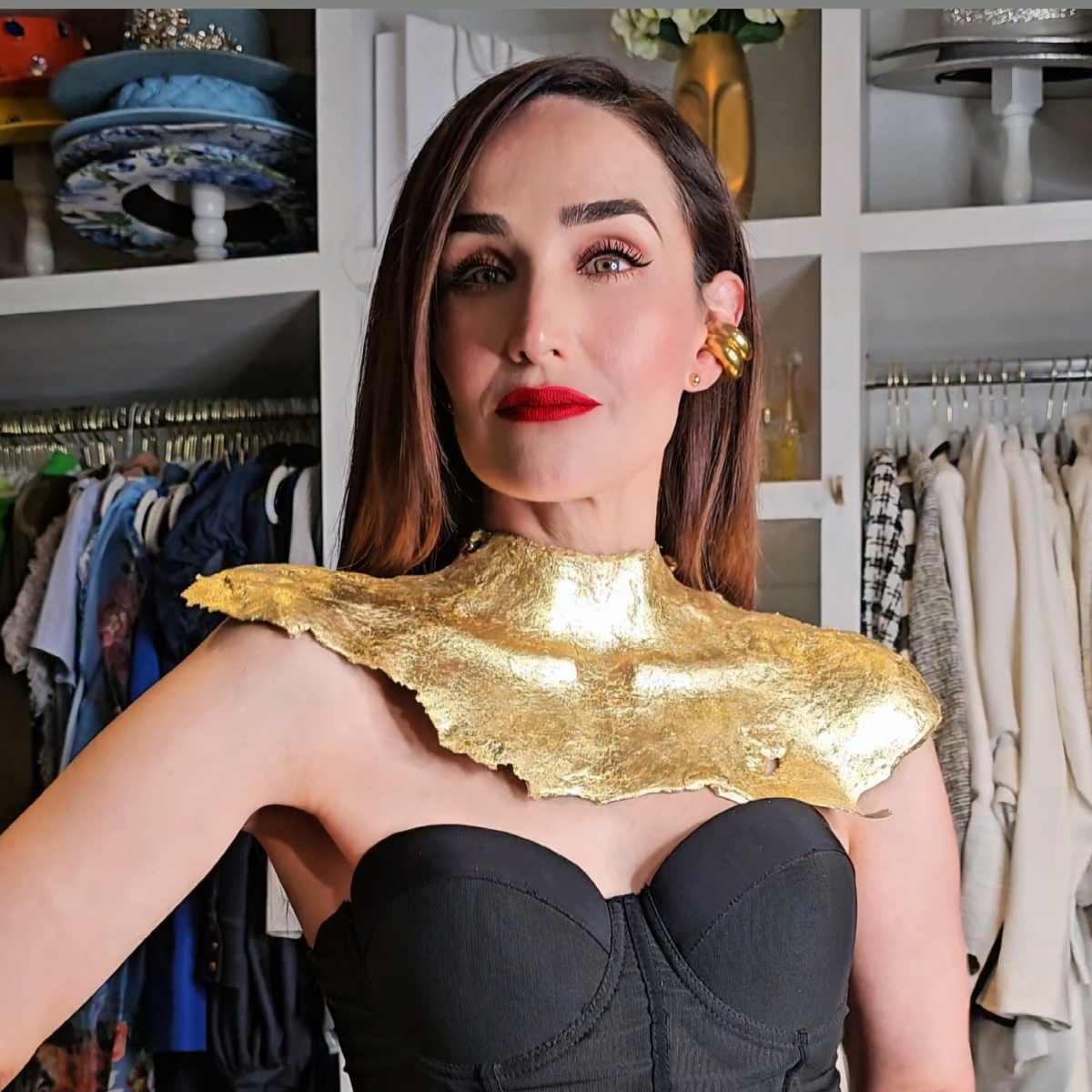Athena Flexible Necklace Imitation Gold Leaf
