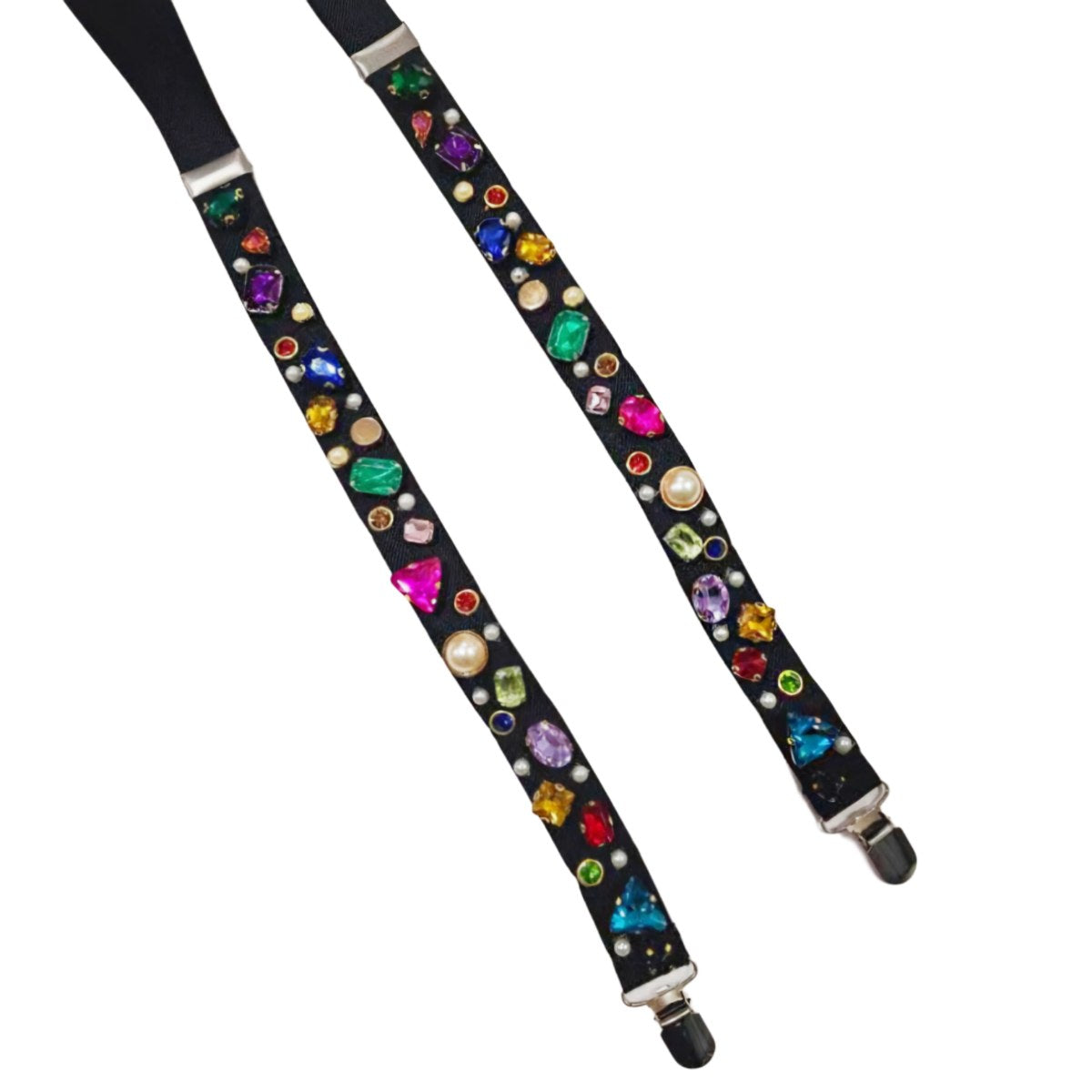 Damn Glam colored crystal suspenders
