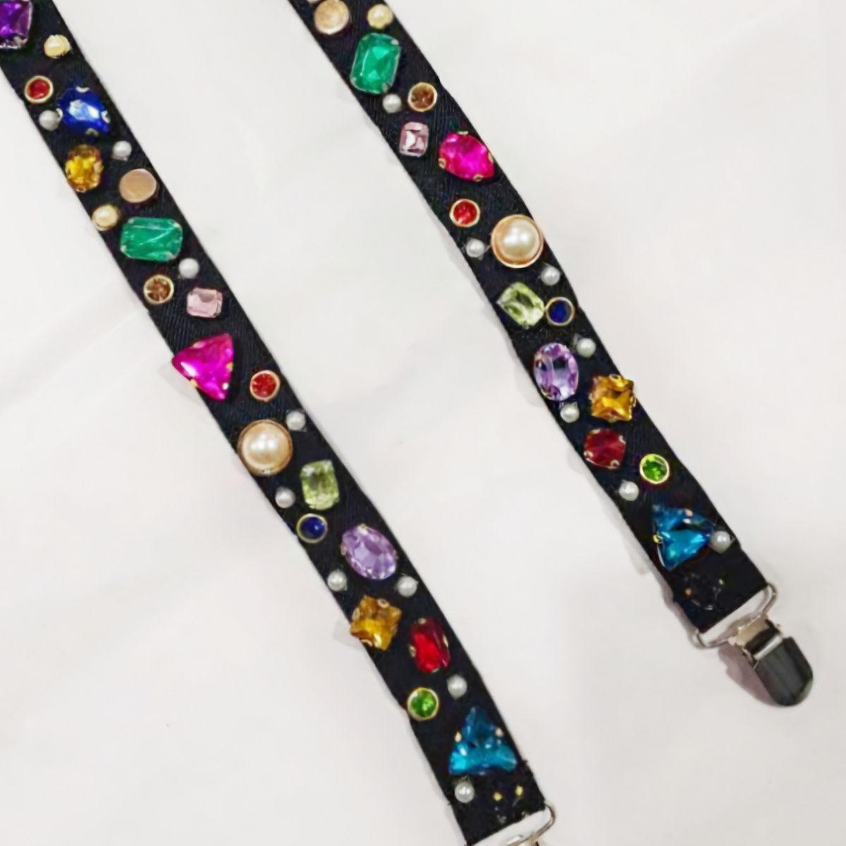 Damn Glam colored crystal suspenders