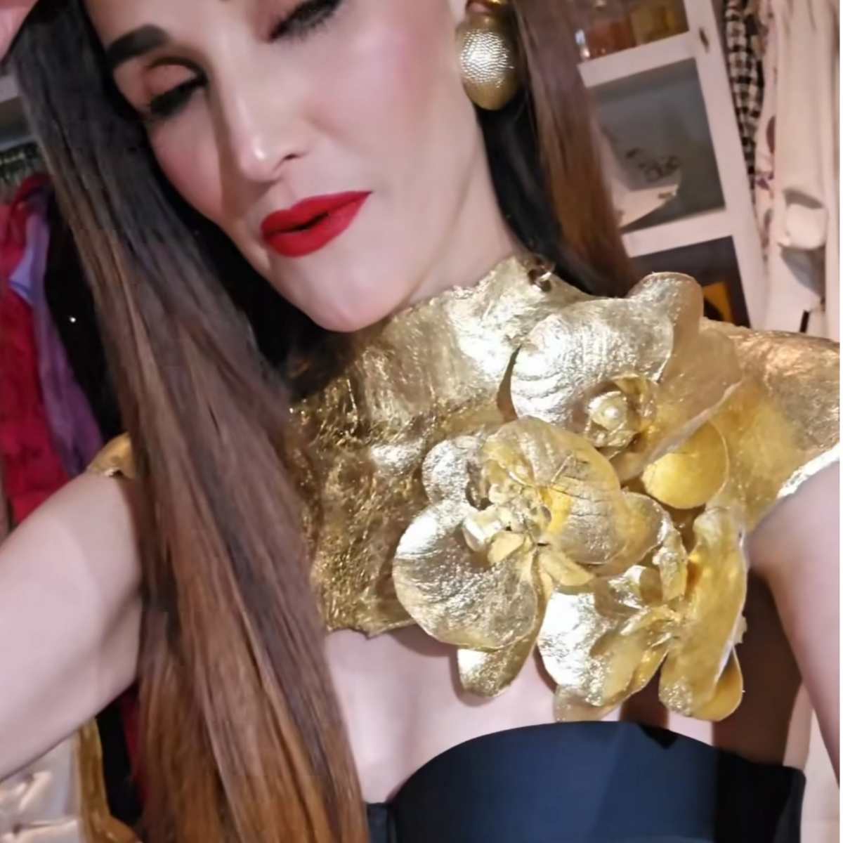 Athena Gold Flexible Orchid Necklace