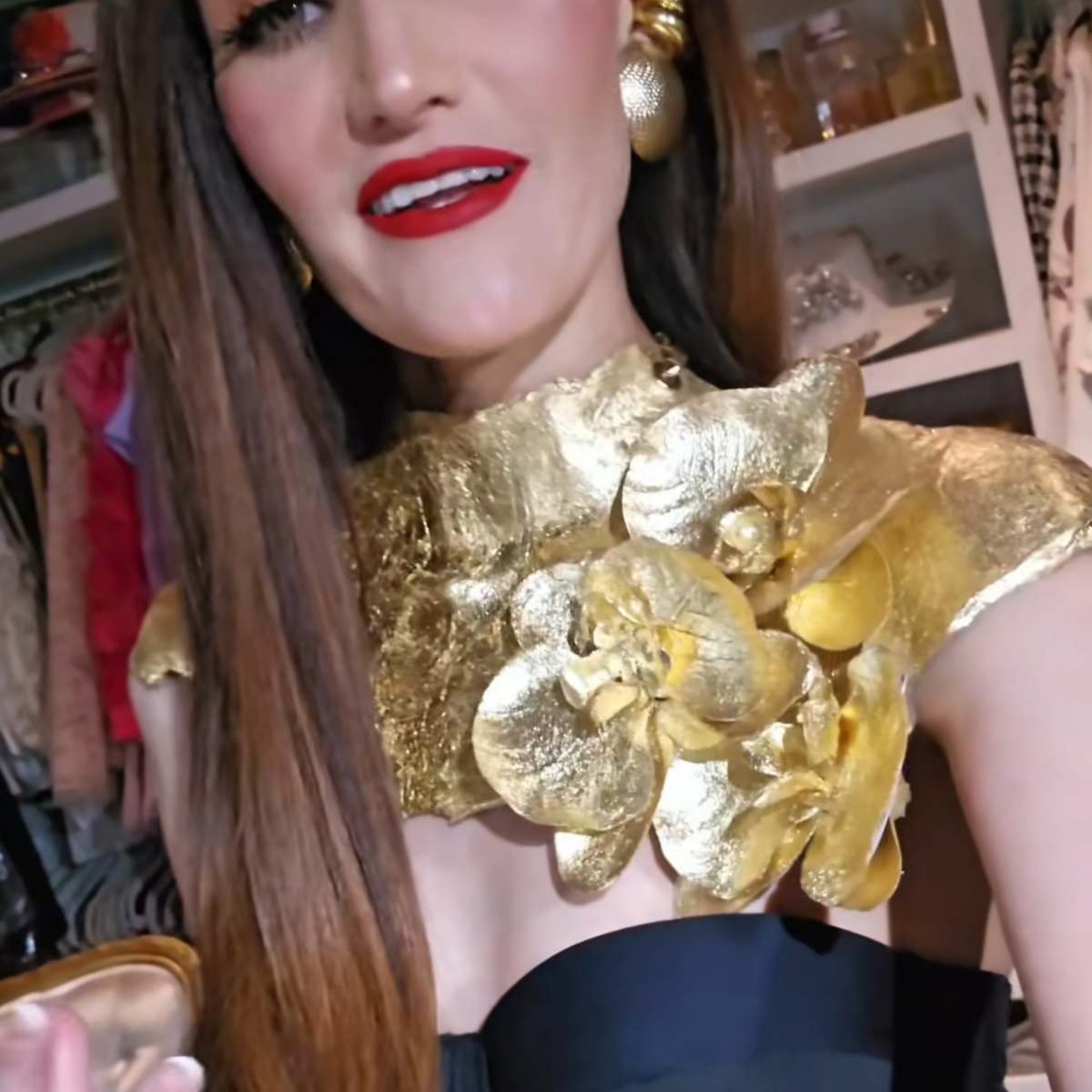 Athena Gold Flexible Orchid Necklace