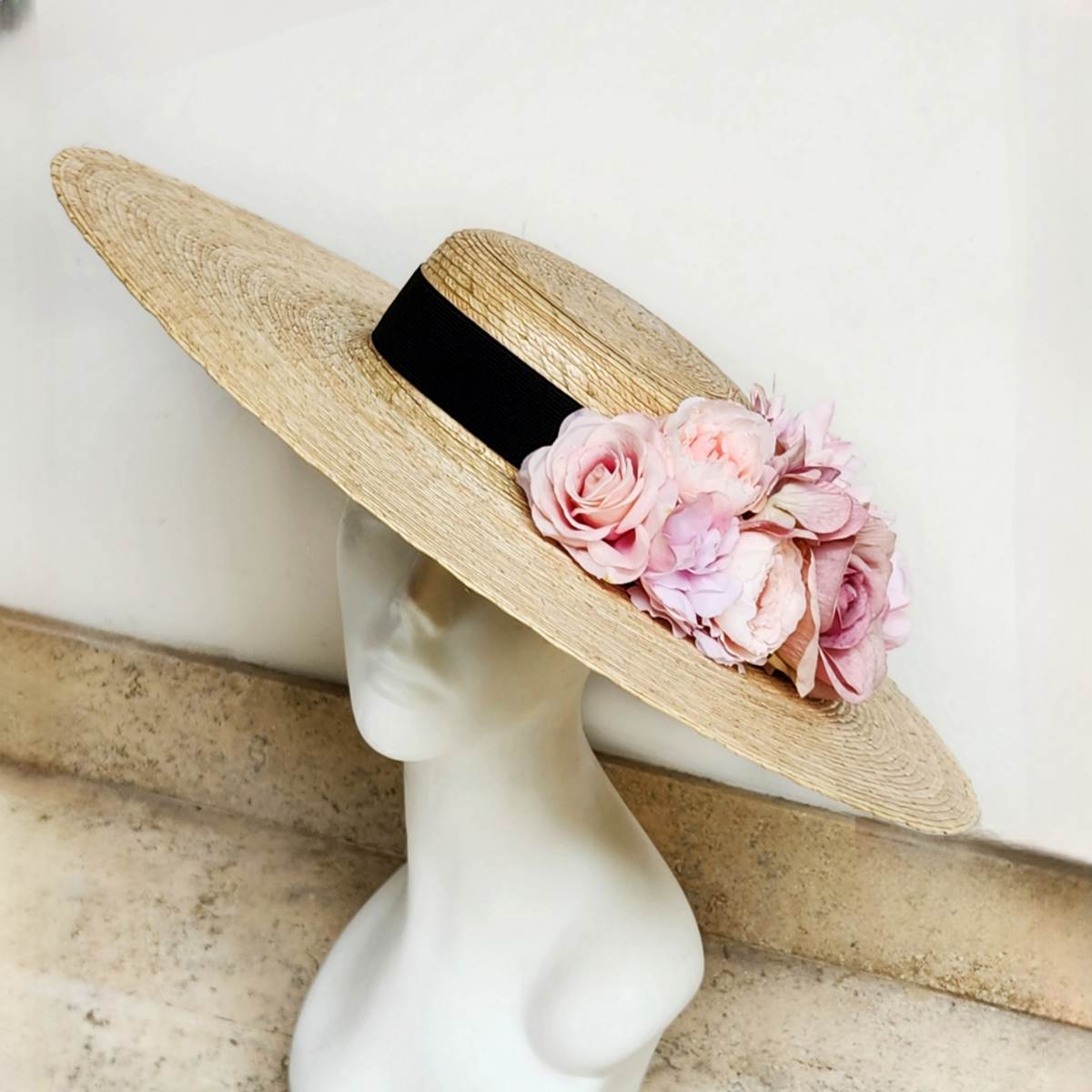 Sombrero Paris palma flores Scarlett
