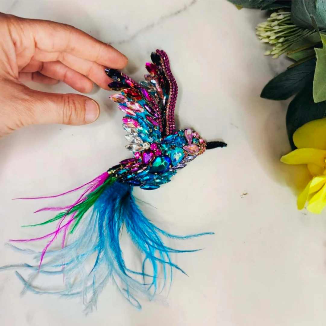 Prendedor Colibri cristales 10cm · Prendedor Artesanal