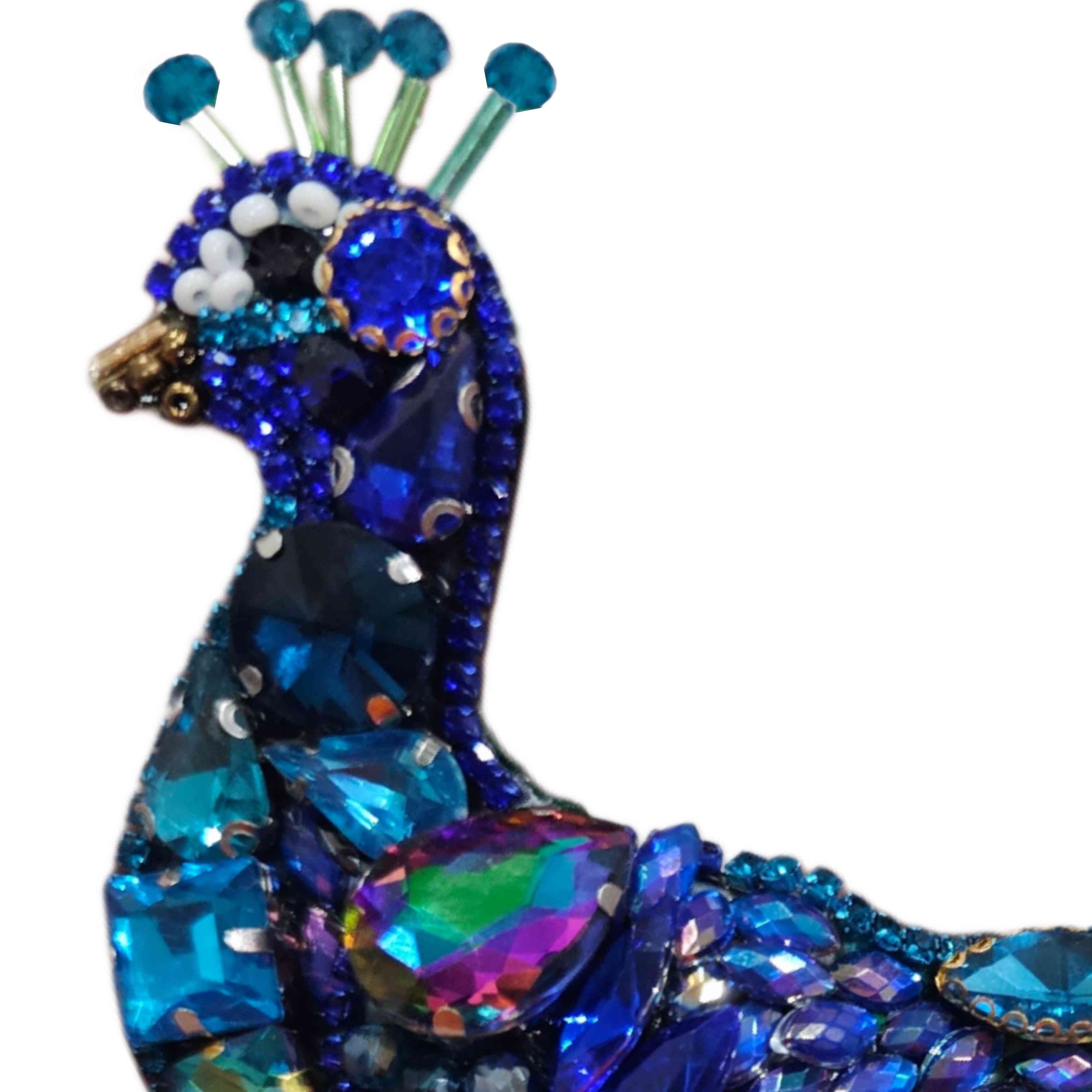 Prendedor Pavo Real cristales 16 x 14 cm · Prendedor Artesanal