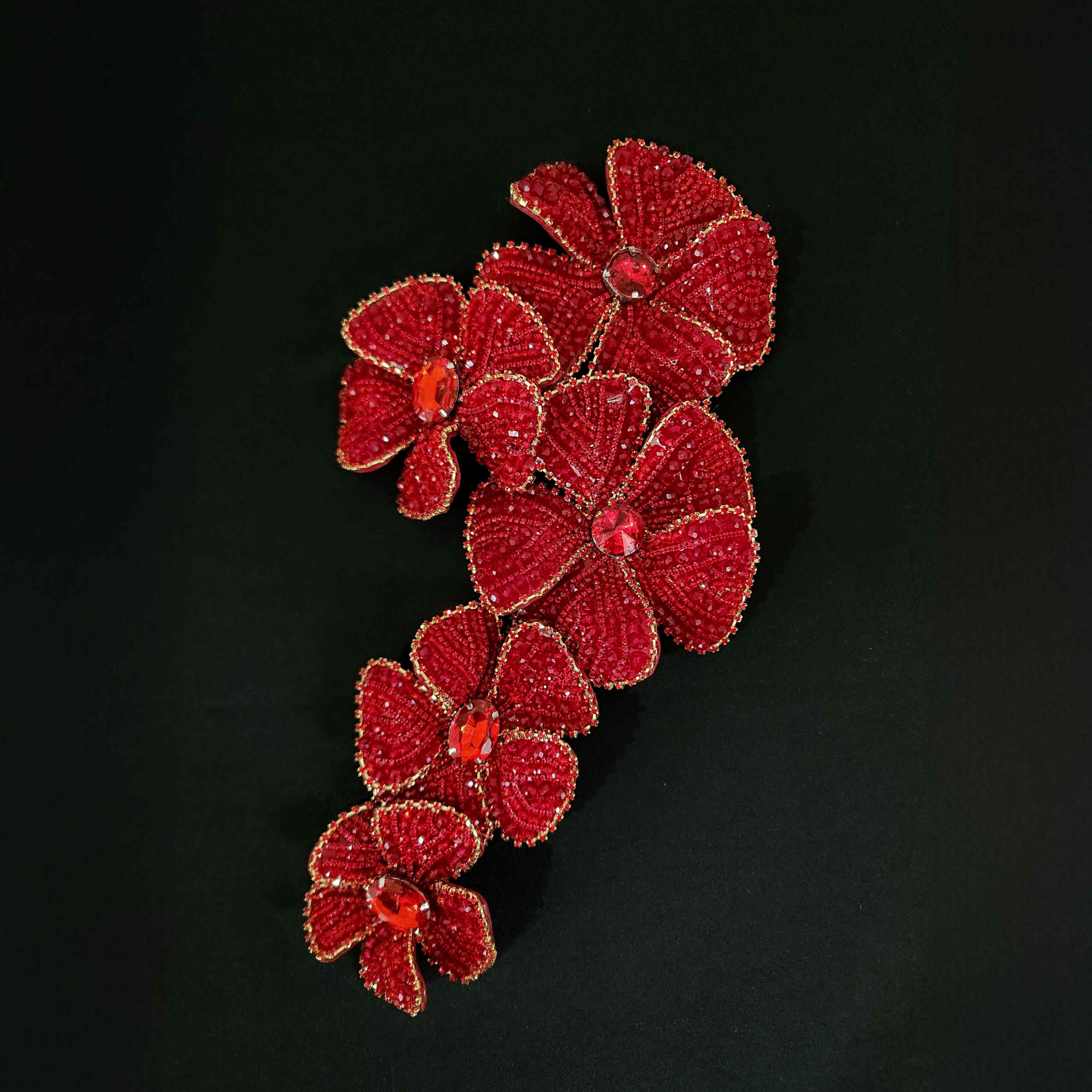 Broche Ramillete Flor Capella Rojo