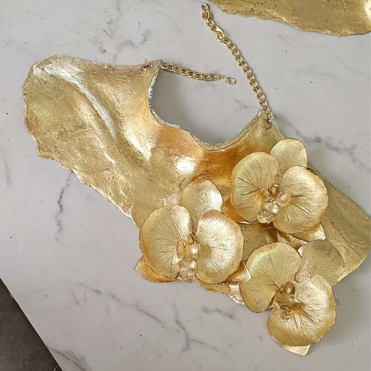 Athena Gold Flexible Orchid Necklace