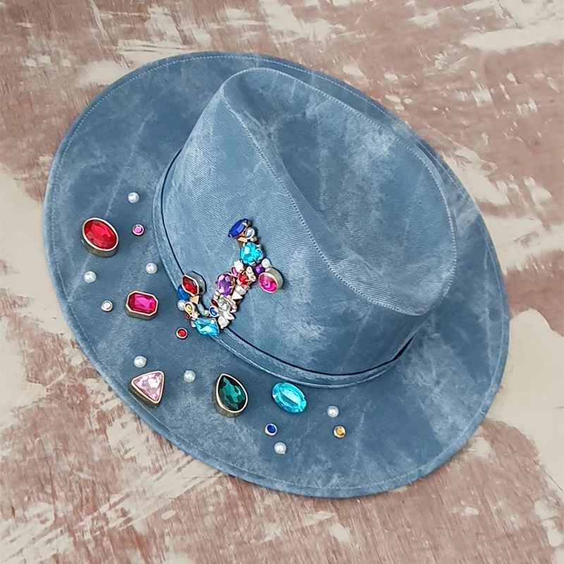 Monogrammed Fedora Hat with Crystals