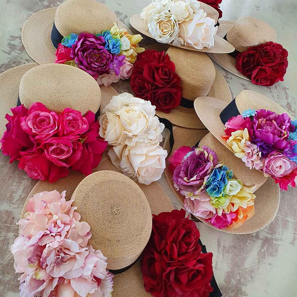 Sombrero Paris palma flores Scarlett