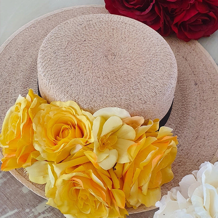 Sombrero Paris palma flores Scarlett