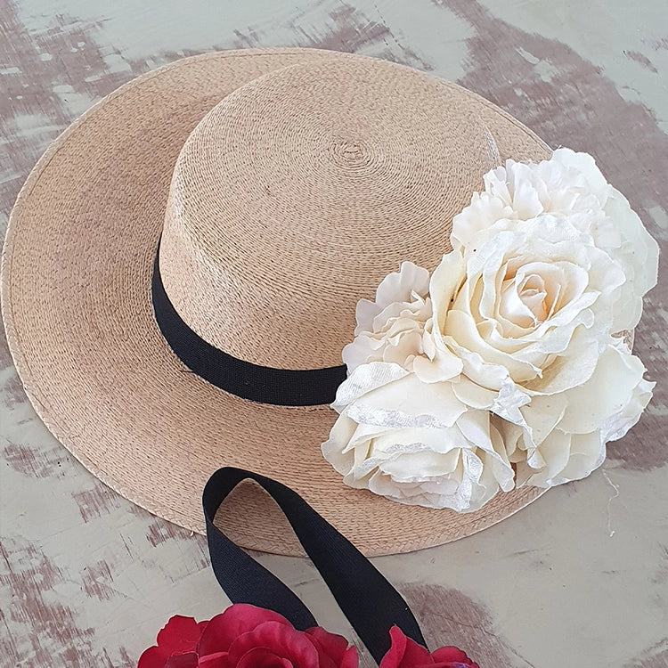Sombrero Paris palma flores Scarlett