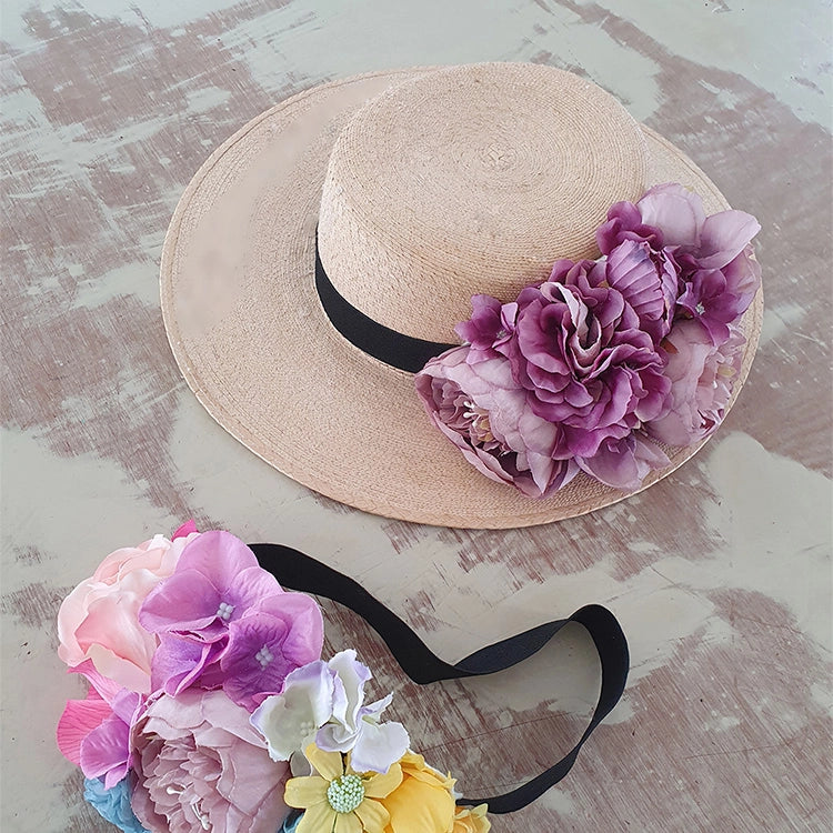 Sombrero Paris palma flores Scarlett