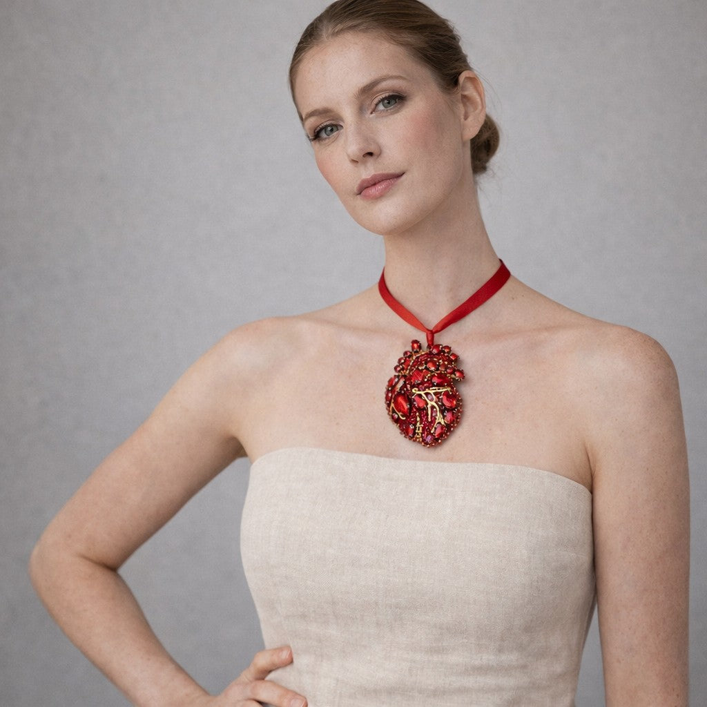 Collar Corazón Anatómico con Cristales