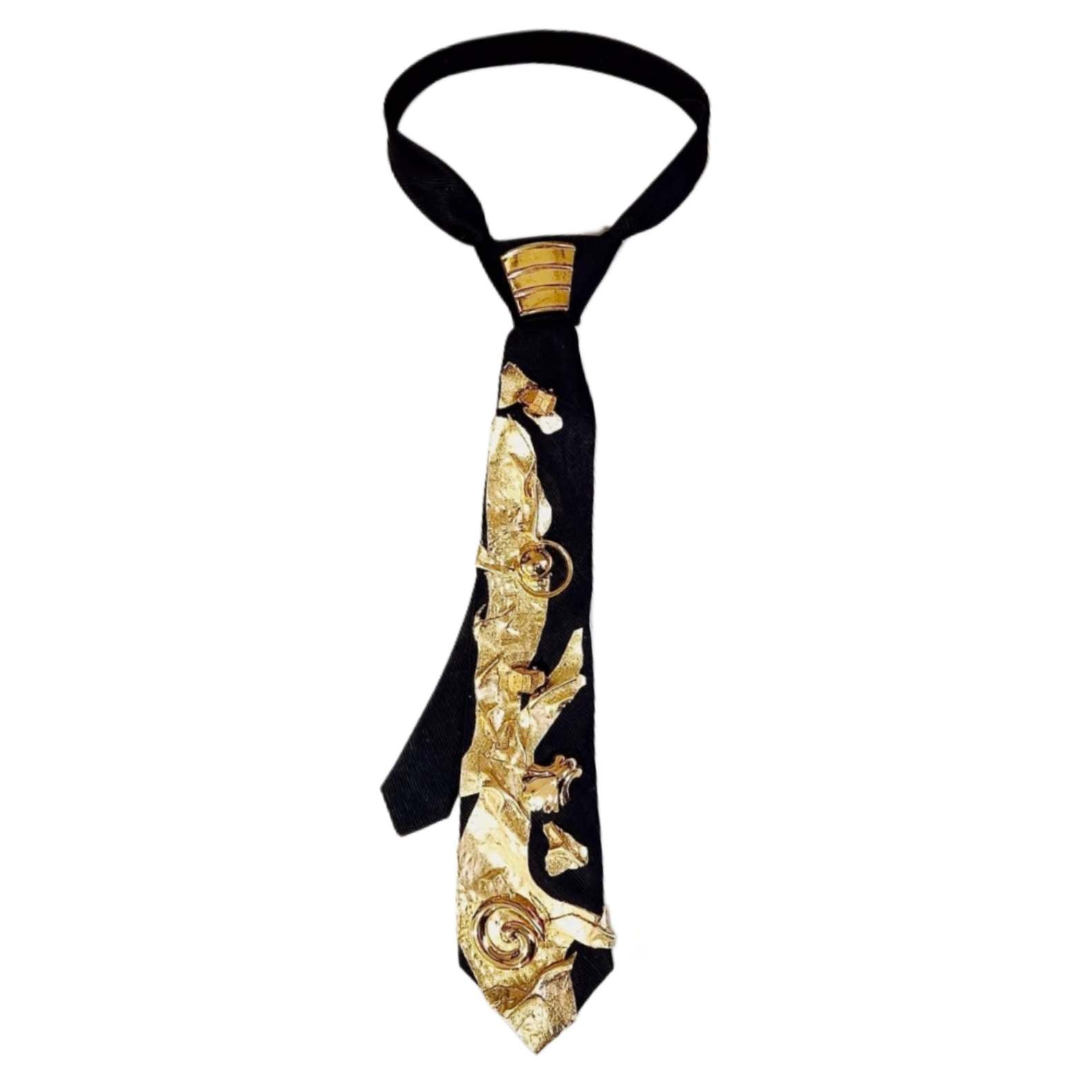 Corbata Asher Hoja de Oro y Broches