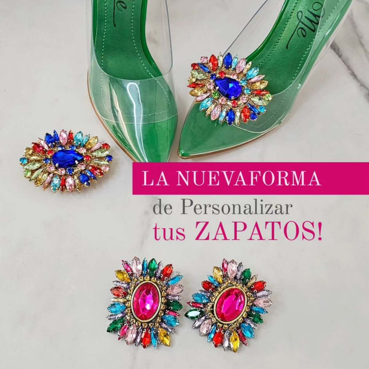 Add-Ons clips para Zapatos Medallón Cristales plata