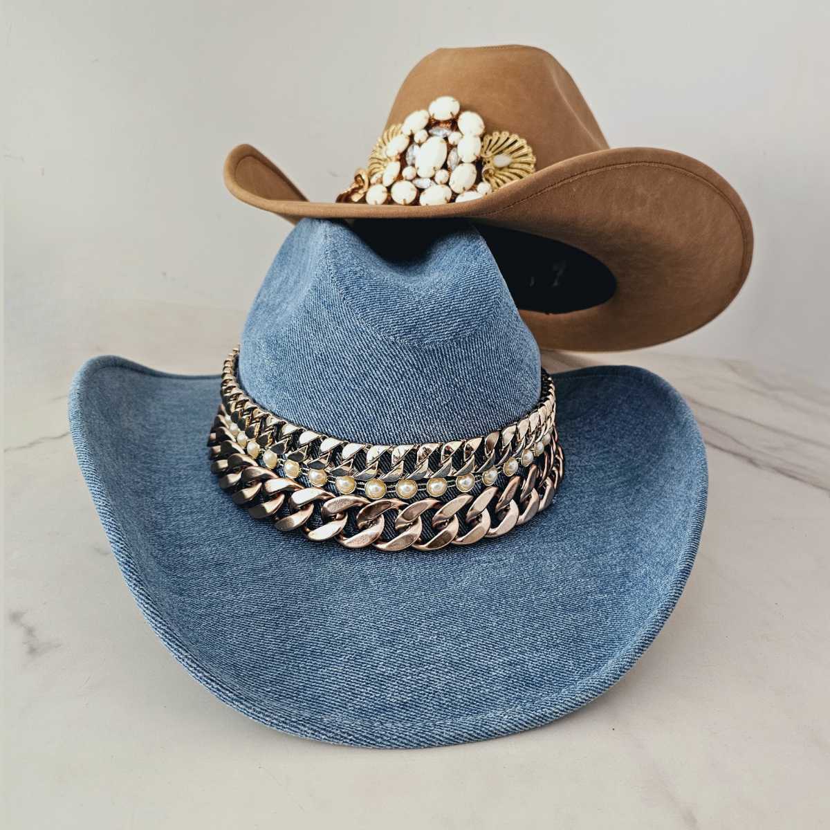 Sombrero Texana Cadenas Mezclilla Denim