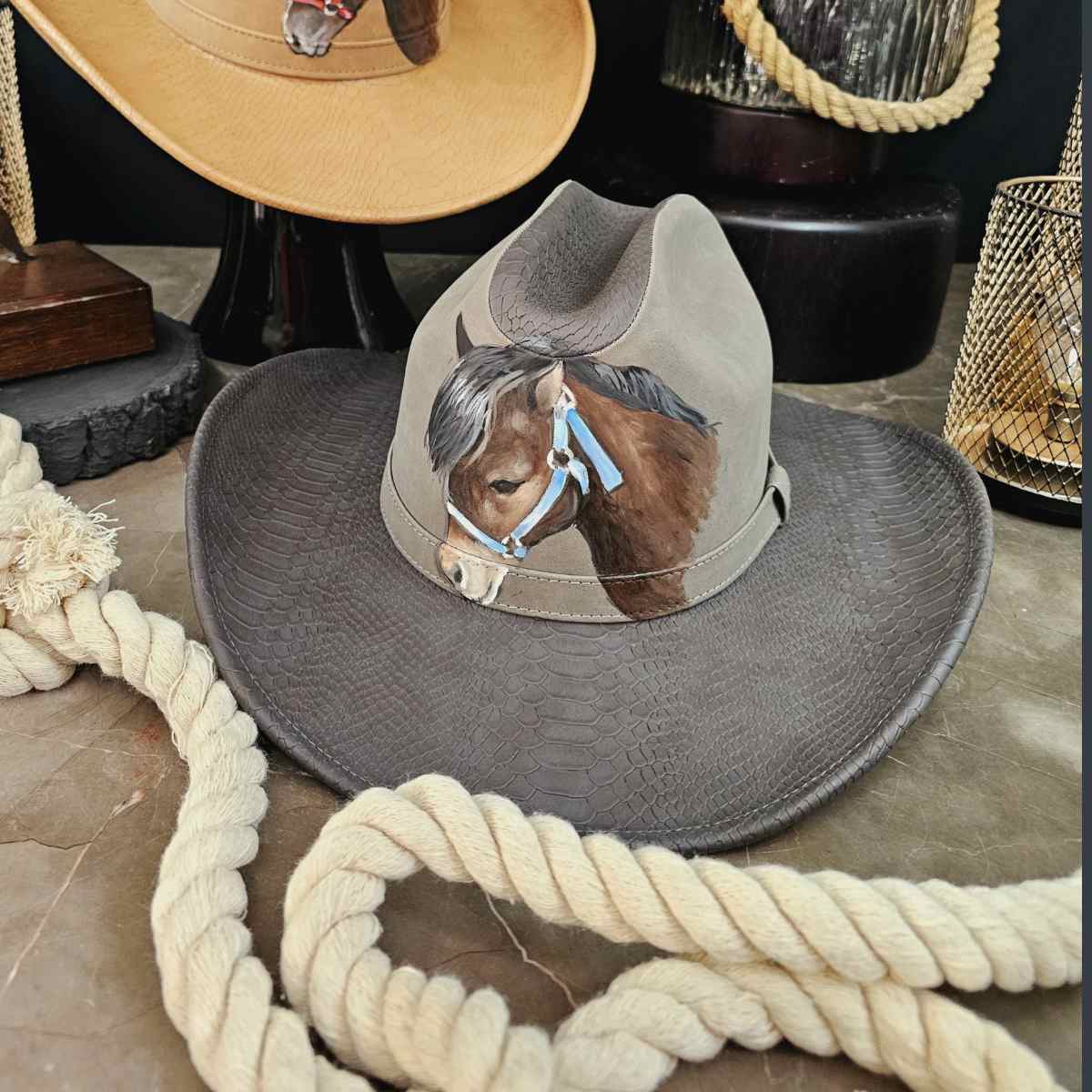 Sombrero Texana Infantil Pintado Al Óleo