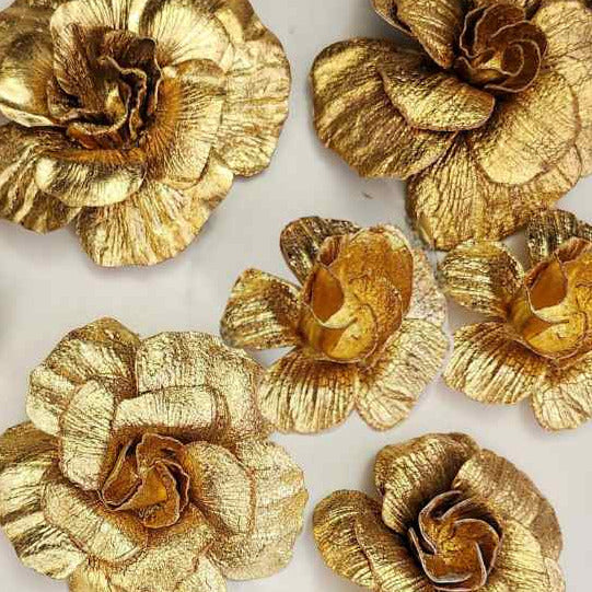 Set of 12 Elisa Golden Flower Pins in assorted sizes
