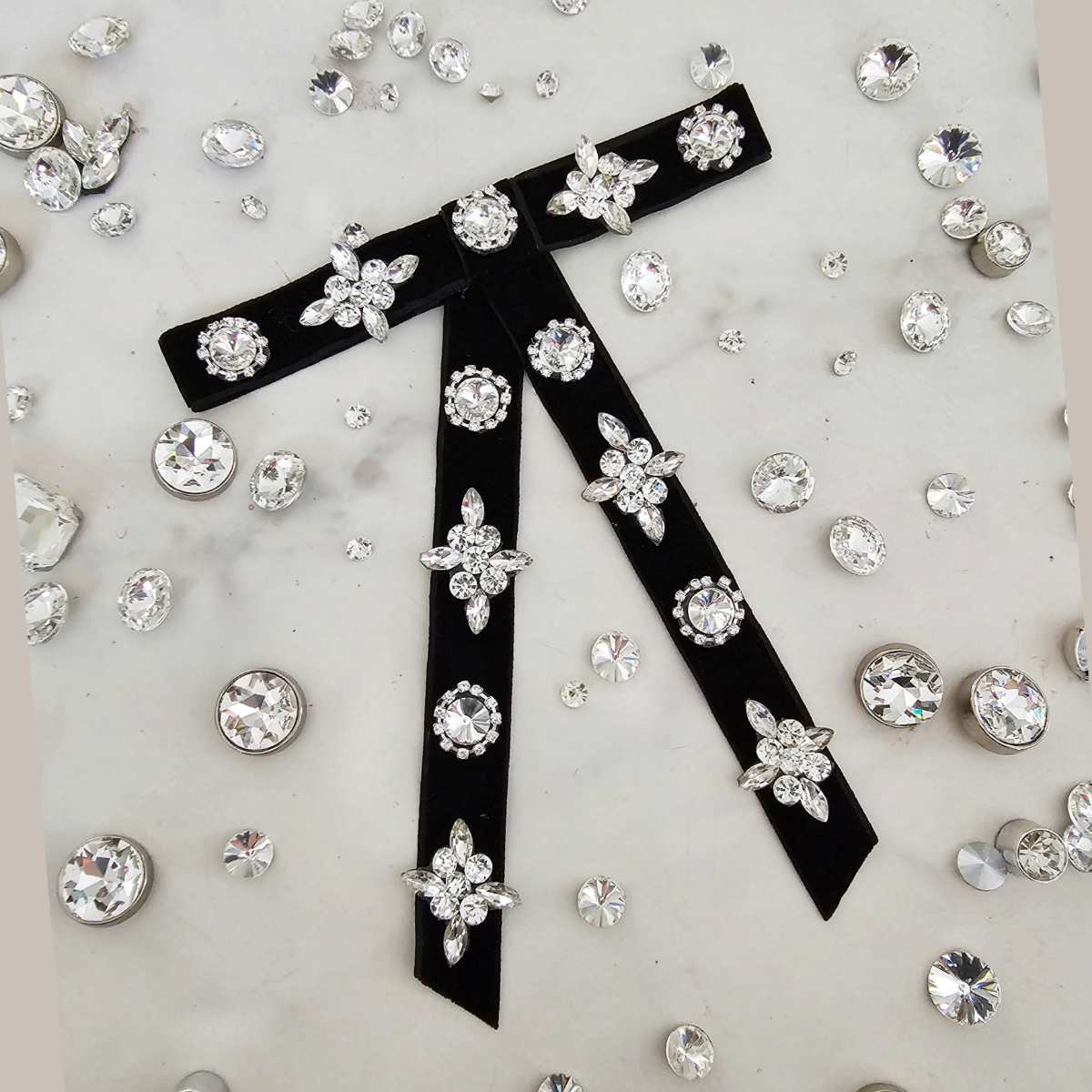 Irene black velvet bow