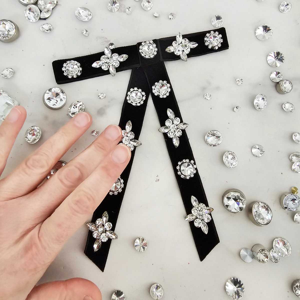 Irene black velvet bow