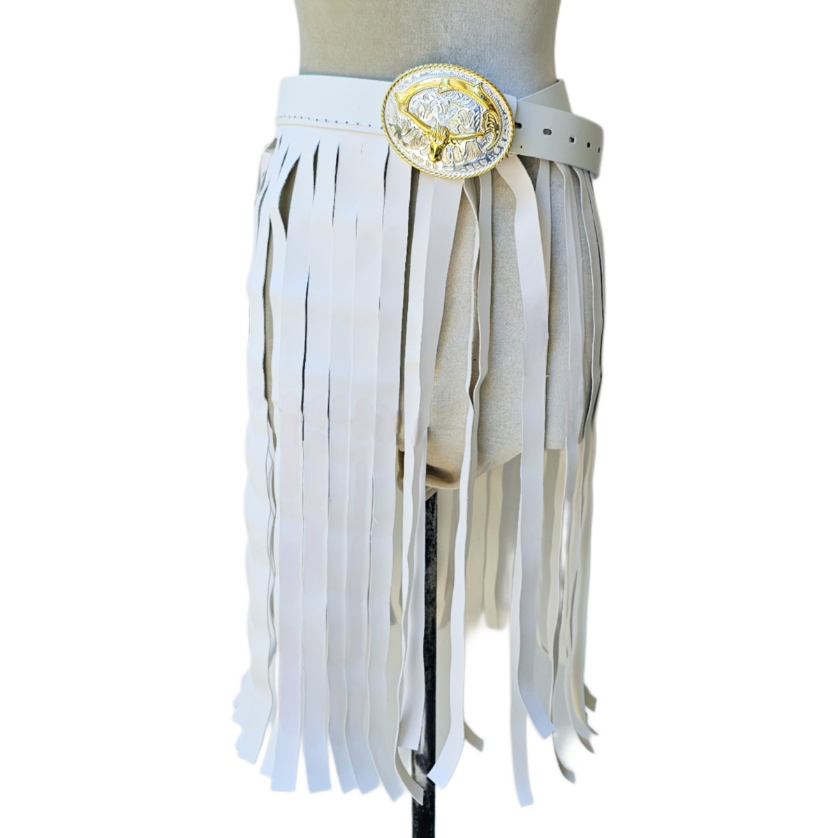 White Cowboy Fringe Belt